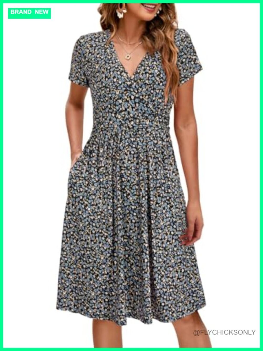 Maternity Nursing Dress Wrap V Neck Short Sleeve Flowy Summer
